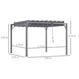 Outsunny 3 x 3(m) Outdoor Pergola with Retractable Roof, Aluminium Louvered Patio Gazebo Canopy for Lawn Garden Patio, Grey