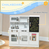 AIYAPLAY Pretend Play Kitchen, Kids Kitchen Playset, with Toy Phone, Chalkboard, Microwave, Cooking Stove, Sink, White