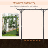 Outsunny 210cm Decorative Metal Garden Trellis Arch with Durable Steel Tubing & Elegant Scrollwork, Great for Weddings, Dark Gre