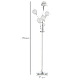 HOMCOM Crystal Floor Lamps for Living Room Bedroom with 5 Light, Modern Upright Standing Lamp, 34x25x156cm, Silver