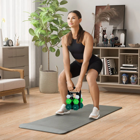 SPORTNOW Dumbbells Set with Storage Rack, 2 x 1kg, 2 x 3kg, 2 x 5kg, Grey