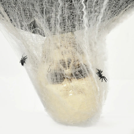 HOMCOM 4.7ft Life Size Outdoor Halloween Decoration Hanging Mummy with Spider Web, Animated Prop Decor with Sound and Motion Activated, Light Up Eyes, Howling Sound, Posable Arms, Moving Body