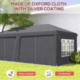 Outsunny Outsunny 3 x 6 m Garden Pop Up Gazebo, Wedding Party Tent Marquee, Water Resistant Awning Canopy with Sidewalls, Windows, Carry Bag, Grey