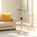 HOMCOM 16" Metal Pedestal Fan with Oscillating, Adjustable Height - Silver Tone