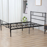 HOMCOM King Metal Bed Frame Solid Bedstead Base with Headboard and Footboard, Metal Slat Support and Underbed Storage Space, Bedroom Furniture, Black