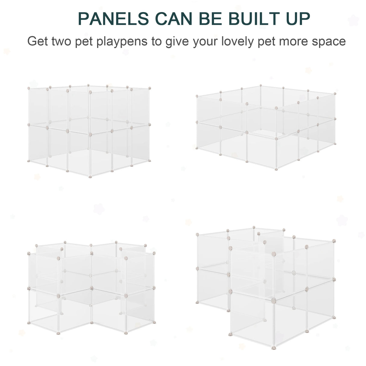 PawHut Pet Playpen DIY Small Animal Cage Open Enclosure Portable Plastic Fence 12 Panels for Hedgehog Guinea Pig White