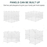 PawHut Pet Playpen DIY Small Animal Cage Open Enclosure Portable Plastic Fence 12 Panels for Hedgehog Guinea Pig White