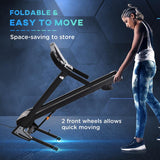 HOMCOM Folding Treadmill, 2.0HP Incline Treadmill Running Machine, 12.8 km/h, with LED Display, Manual Incline, 12 Preset Programs, Drink & Phone Holder for Home Gym Fitness