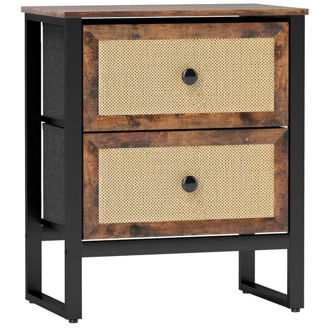 HOMCOM Industrial-Natural Bedside Table - Brown