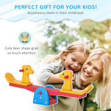HOMCOM Kids Seesaw Safe Teeter Totter 2 Seats with Easy-Grip Handles, Safe, Indoor Outdoor Living Room Playroom Backyard Equipment, for 1-4 years old Multicolor