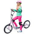 HOMCOM Stunt Scooter, Kids Scooter with Big Wheels, Adjustable Height, Dual Brakes, for Ages 5 Years+, Pink