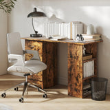 HOMCOM Computer Desk, Writing Table, PC Workstation with 3 Storage Shelves and Drawers, Silver Handle, for Home Office, Rustic Brown