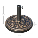 Outsunny 11.5kg Heavy Duty Parasol Base, Umbrella Stand Holder, Parasol Stand for 38mm or 48mm Patio Umbrella Pole, Bronze Tone