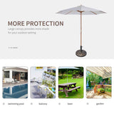 Outsunny 3 m Garden Parasol with Base, Pulley Operated Patio Umbrella, Wooden Parasol, Table Market Umbrella with Rope Pulley Mechanism and 8 Ribs, White