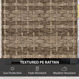 Outsunny Outdoor Coffee Table with Storage Shelf, PE Rattan Side Table with Slatted Top and Foot Pads, Light Brown