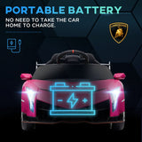 HOMCOM Lamborghini Veneno Licensed Electric Ride-On Car, with Remote, Music, Horn - Pink