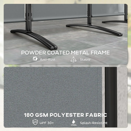 Outsunny 6 Panel Folding Room Divider Foldable Freestanding Garden Privacy Screen, 332 x 172 cm, Dark Grey