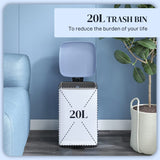 HOMCOM 20L Modern Boxy Metal Home Kitchen Bin - Light Blue