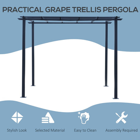 Outsunny 3 x 3 Meter Metal Pergola Garden Gazebo Grape Trellis for Climbing Plants Outdoor Sun Shelter Arbours