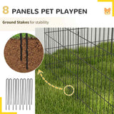 PawHut 8 Panel DIY Dog Pen with Door, for Dogs, Small Animals, Indoor/Outdoor Use, 91cm High