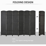 HOMCOM 6 Panel Folding Room Divider, Freestanding Privacy Screen for Living Room, Bedroom and Office, 240 x 170cm, Black