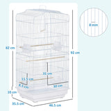 PawHut Large Metal Bird Cage with Perches, Food Bowls, Swing, for Budgies, Parakeets, White