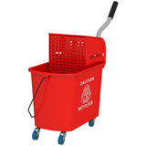 HOMCOM 20L Mop Bucket on Wheels, with Water Separation Panel - Red