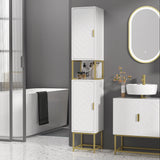 kleankin Narrow Bathroom Storage Cabinet, Freestanding Tallboy Storage Unit with Adjustable Shelf, 2 Doors and Steel Base, Slim Corner Organizer, White