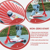 AIYAPLAY Electric Scooter for Kids Aged 4-7 Years, with Flashing LED Lights, Rear Auxiliary Wheels, Red