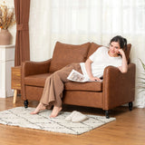 HOMCOM Faux Leather Marble-Effect Two-Seater Sofa - Brown