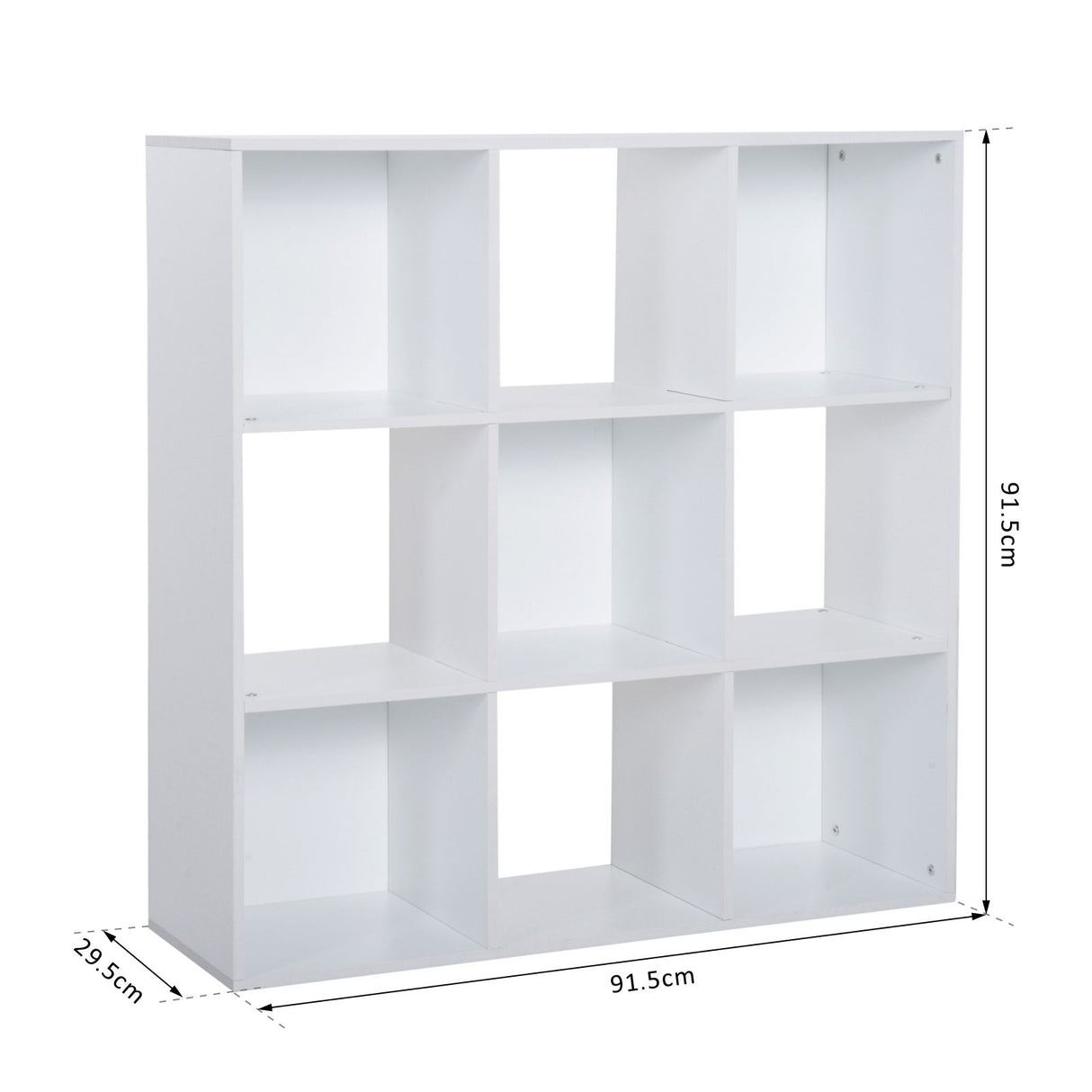 HOMCOM 3-tier 9 Cubes Storage Unit Particle Board Cupboard Bookcase Organiser Home Office Shelves, White