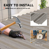 Outsunny Set of 12 Corrugated Steel Roof Sheet Panels - Grey Wood Effect