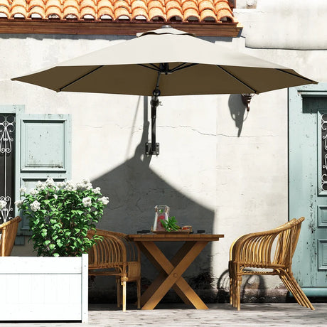 Outsunny 3(m) Wall-Mounted Parasol Shade, with Handle - Khaki