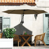Outsunny 3(m) Wall-Mounted Parasol Shade, with Handle - Khaki