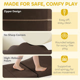 AIYAPLAY 7 Piece Kids Soft Play Set with Detachable Cover, Baby Indoor Climb and Crawl Foam Toy for Toddlers, Preschoolers, Brown