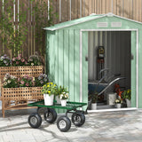 Outsunny Garden Trolley Cart, Heavy Duty Garden Cart with Metal Frame, 10" Pneumatic Wheels, Rotating Handle, 150kg Capacity, for Garden, Farm, Green