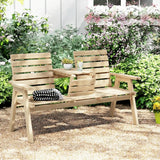 Outsunny Fir Wood Convertible 2 to 3 Seater Outdoor Garden Bench, Natural Wood Finish