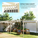 Outsunny 3 x 3(m) Garden Pergola with Retractable Roof and Magnetic Fixture, Outdoor Gazebo Pergola Kit Sun Shade Canopy, UPF30+, Khaki