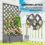 Outsunny Wood Planter with Trellis for Climbing Plants, Raised Bed, Planter Box with Drainage Holes to Grow Herbs Flowers, Grey