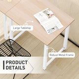 HOMCOM Computer Desk, Writing Table, 80 x 60 x 76cm Workstation for Home Office, Study with Metal Frame, Simple Assembly, White