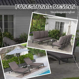 Outsunny Three-Piece Aluminium Lounger Set, with Reclining Backs