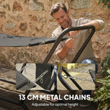 Outsunny Outdoor Hammock with Stand, Freestanding Hammock with Side Pocket, Headrest for Patio, Balcony, Porch, Dark Grey