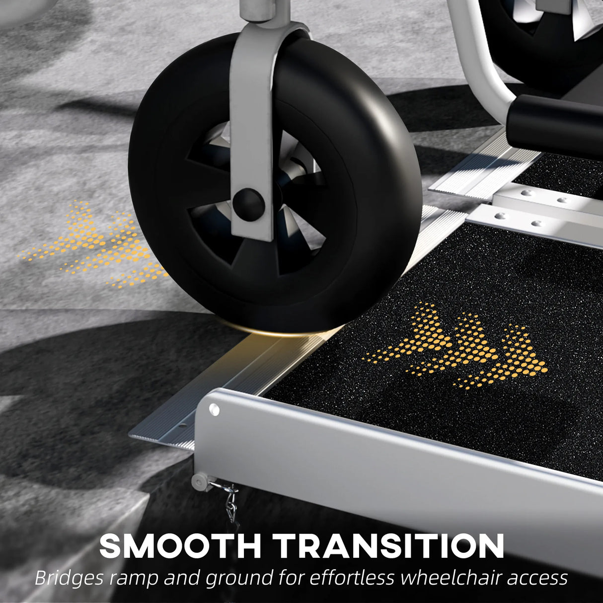 HOMCOM 2ft Aluminium Duo Wheelchair Ramp Pushchair Mobility Assistance Folding w/ Carry Handle Locking Chain Portable 61L x 72W cm