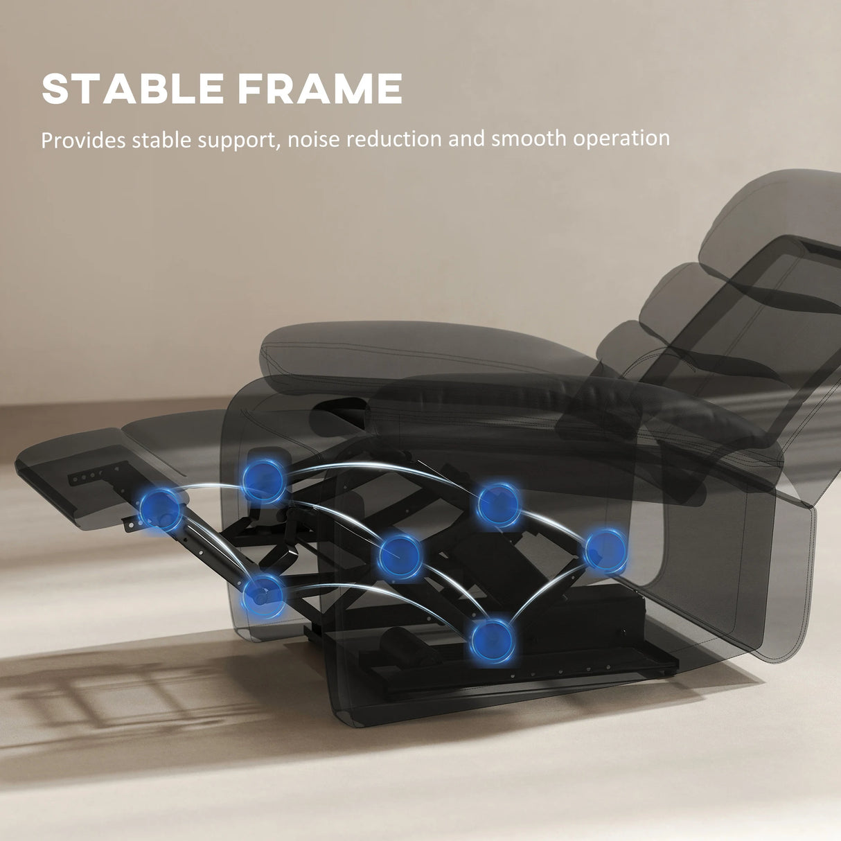 HOMCOM PU Leather Reclining Chair, Manual Recliner Chair with Padded Armrests, Retractable Footrest and Wood Frame, Black