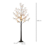 HOMCOM 6ft Artificial Gypsophila Blossom Tree Light with 96 Warm White LED Light, Baby Breath Flowers for Home Party Wedding, Indoor and Outdoor Use