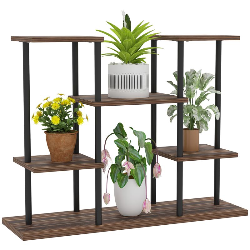 Outsunny Four-Tier Wooden Shelf Plant Stand