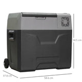 HOMCOM Car Refrigerator, Portable 12/24V 50 Litre Compressor Fridge Freezer, Electric Cooler Box for Camping, Travel, Picnic, Down to -20℃