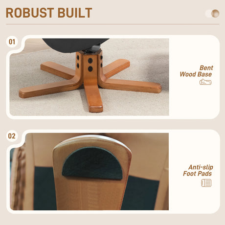 HOMCOM Rocking Recliner Chair with Footstool, PU Leather Recliner Armchair with Wood Base, Upholstered Reclining Chair for Living Room Bedroom, Black