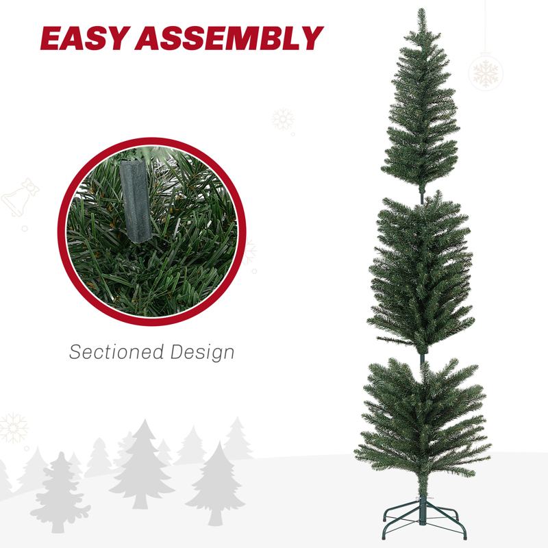 HOMCOM 6ft Artificial Bare Pencil Christmas Tree - Green