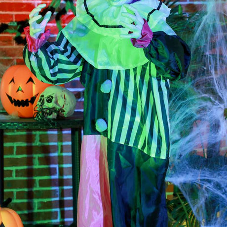 HOMCOM 5'6" Scary Laughing Clown Halloween Animatronic, with Glowing Eyes